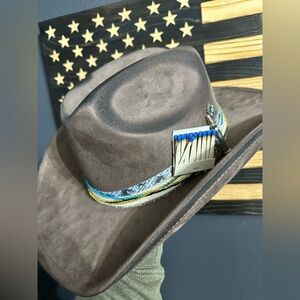 Stylish Brown Cowboy Hat with Unique Band